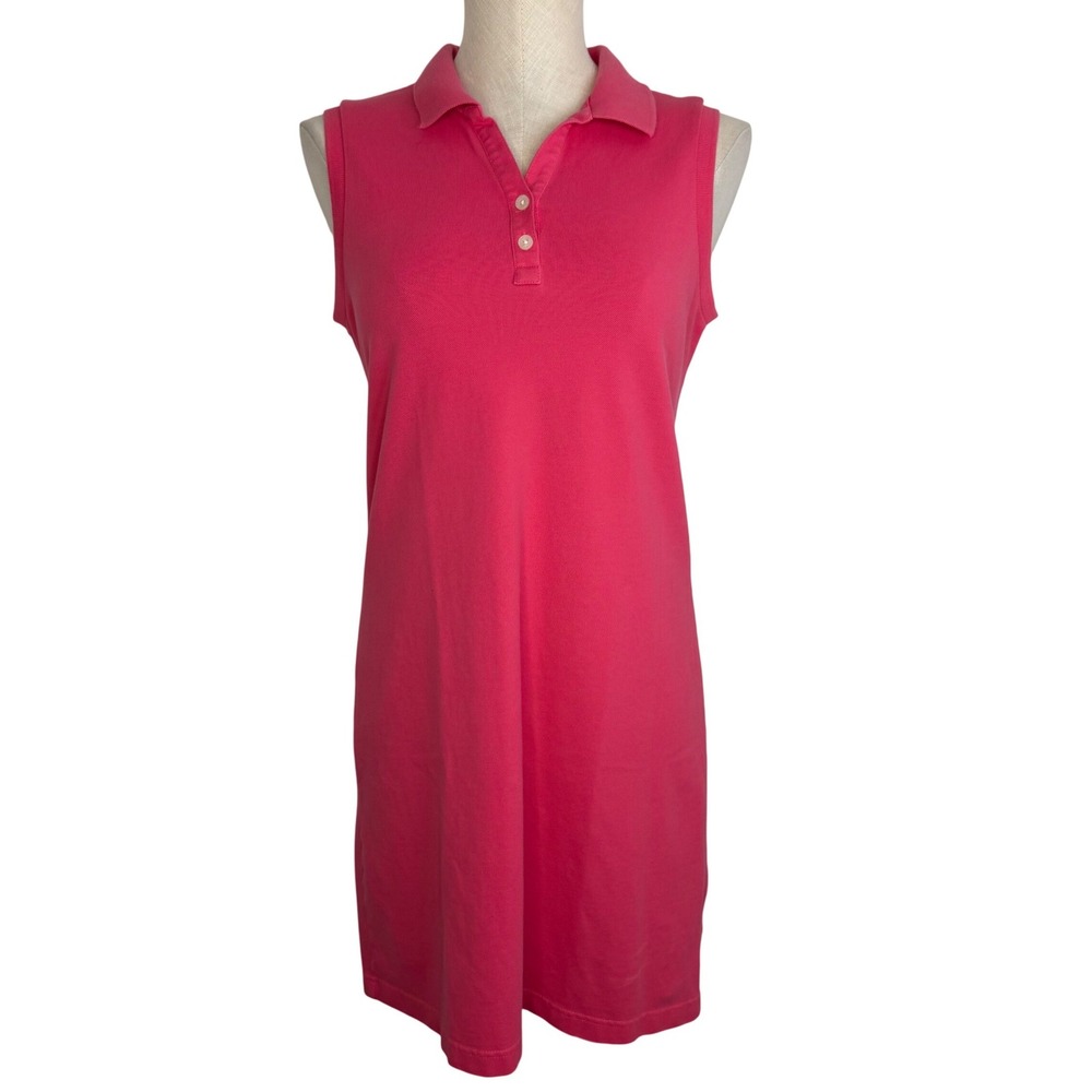 LL Bean Medium‎ Pink Polo Sleeveless Dress Cotton Golf Preppy Summer